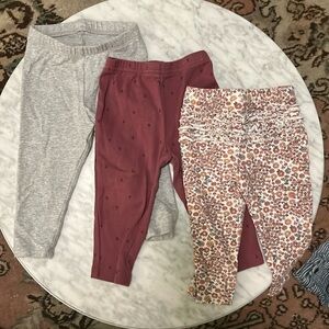 Three Pant Bundle // gray 12 month // purple and mushroom 9 month